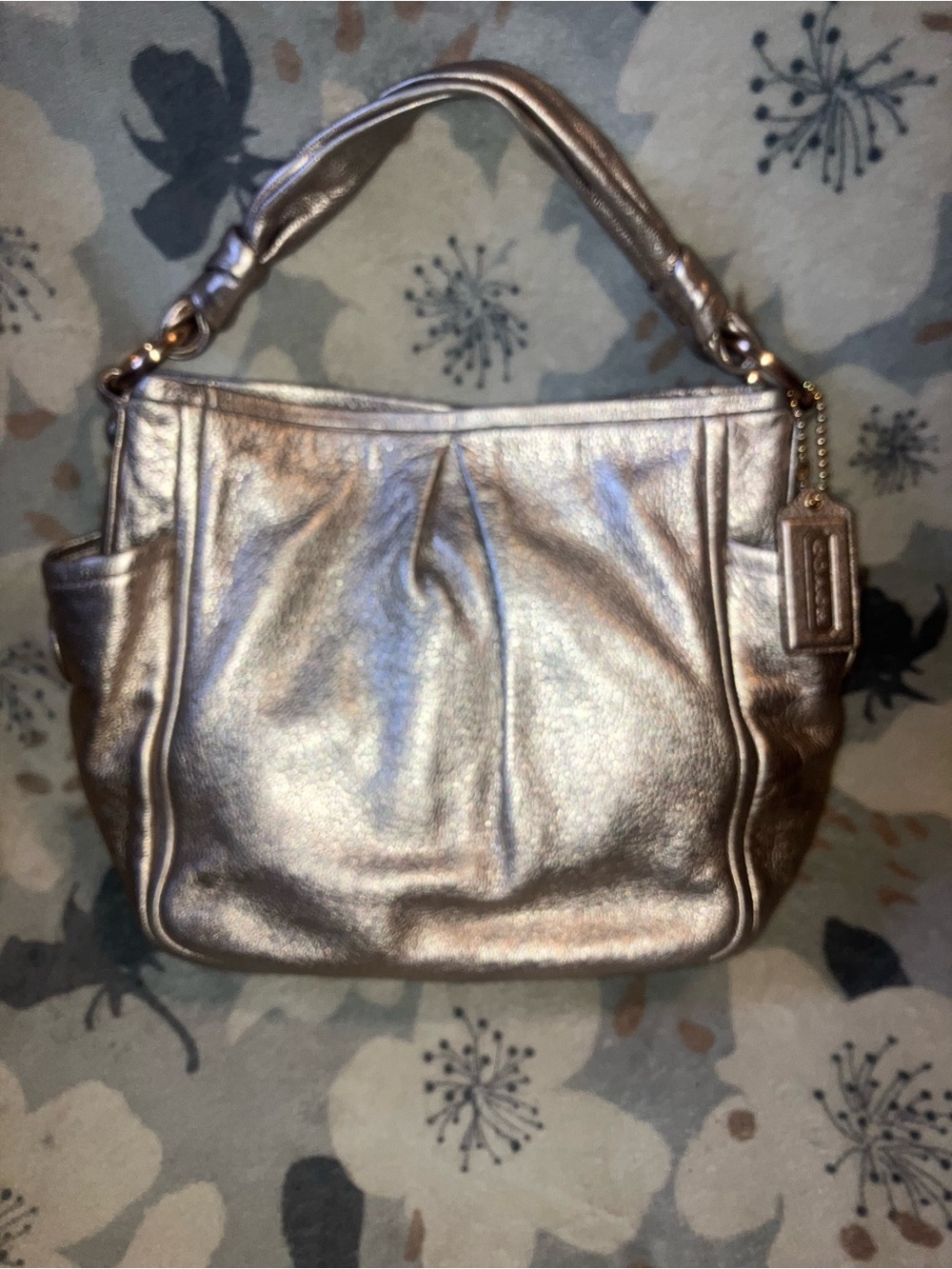 Coach Metallic Rose Gold Leather Shoulder Bag Excellent Condition